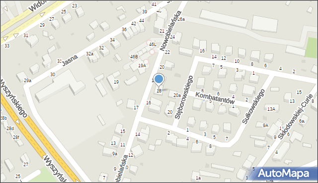 Skierniewice, Nowobielańska, 18, mapa Skierniewic