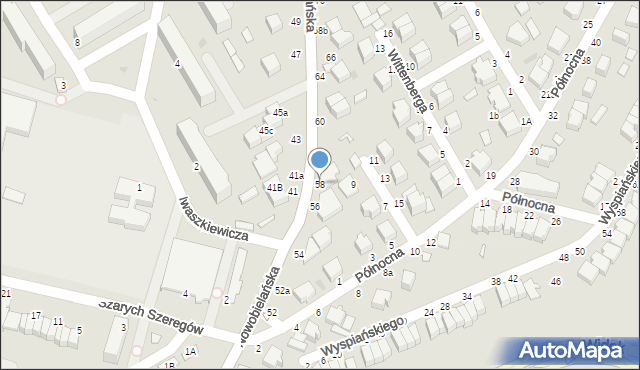 Skierniewice, Nowobielańska, 58, mapa Skierniewic