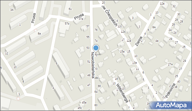 Skierniewice, Nowobielańska, 72, mapa Skierniewic