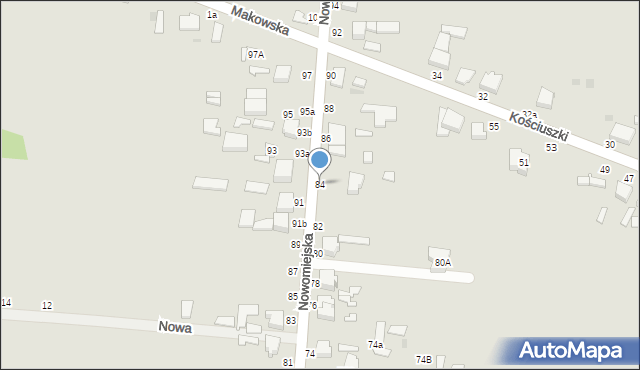 Skierniewice, Nowomiejska, 84, mapa Skierniewic