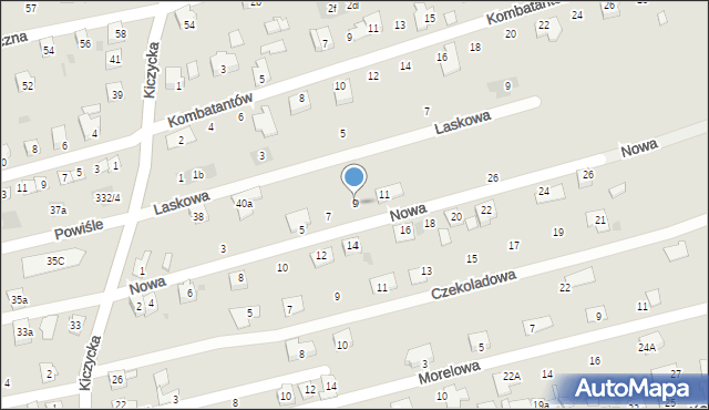Skoczów, Nowa, 9, mapa Skoczów