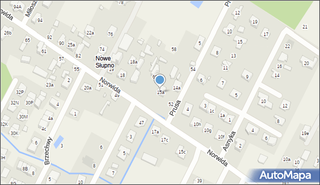 Słupno, Norwida Cypriana Kamila, 15a, mapa Słupno