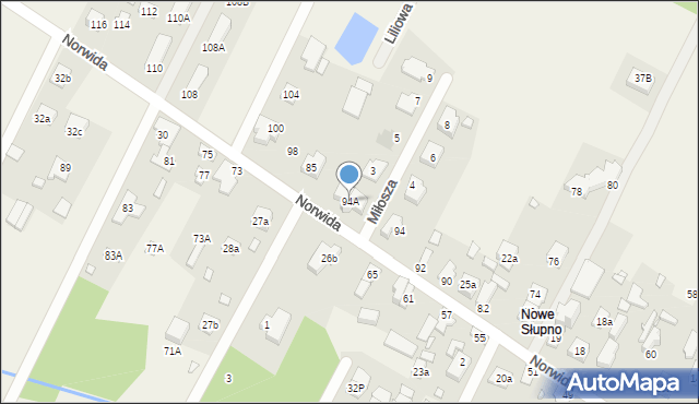 Słupno, Norwida Cypriana Kamila, 94A, mapa Słupno