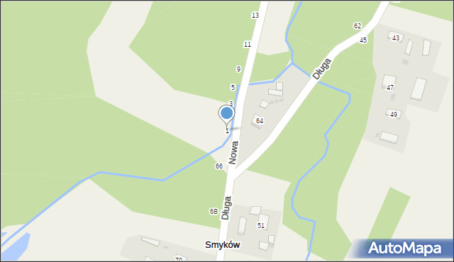 Smyków, Nowa, 1, mapa Smyków