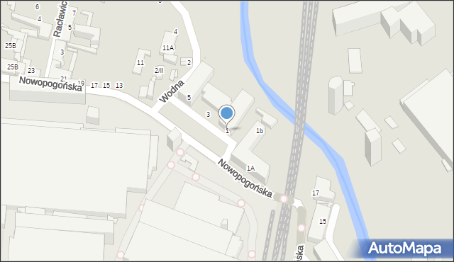 Sosnowiec, Nowopogońska, 1, mapa Sosnowca