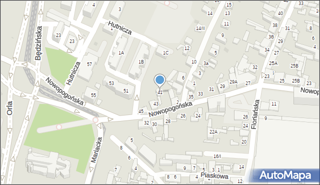 Sosnowiec, Nowopogońska, 41, mapa Sosnowca