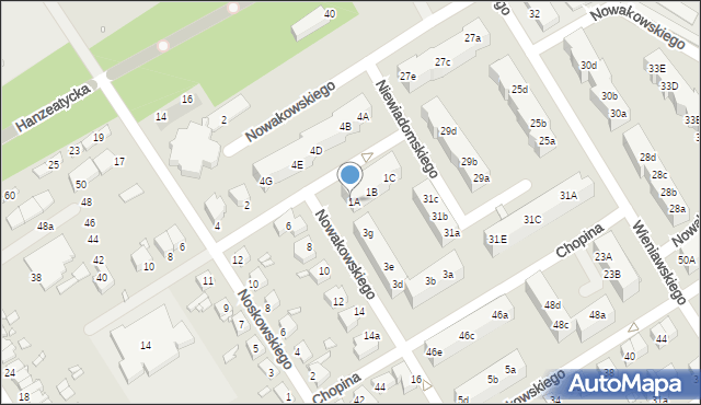 Stargard, Nowakowskiego Józefa, 1A, mapa Stargard