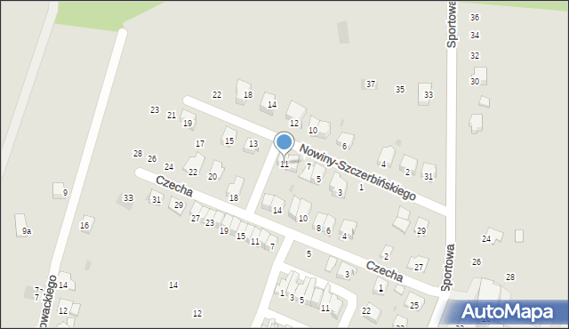 Strzyżów, Nowiny-Szczerbińskiego K., 11, mapa Strzyżów