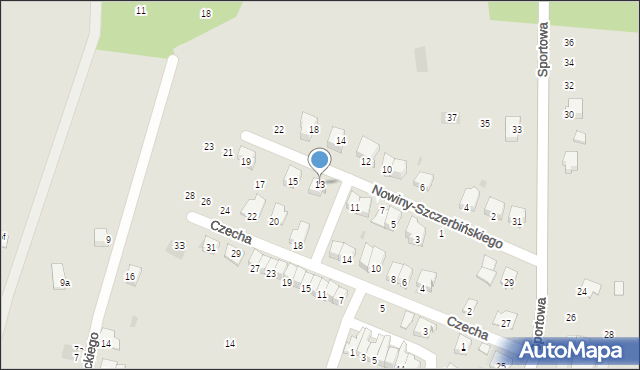 Strzyżów, Nowiny-Szczerbińskiego K., 13, mapa Strzyżów