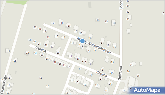 Strzyżów, Nowiny-Szczerbińskiego K., 5, mapa Strzyżów