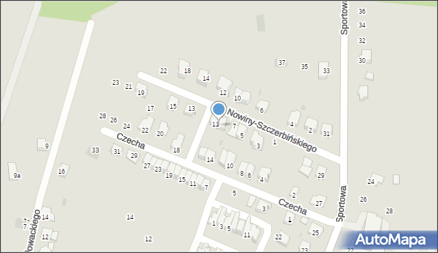 Strzyżów, Nowiny-Szczerbińskiego K., 9, mapa Strzyżów