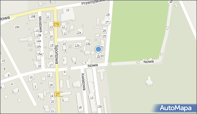 Sulechów, Nowa, 22, mapa Sulechów