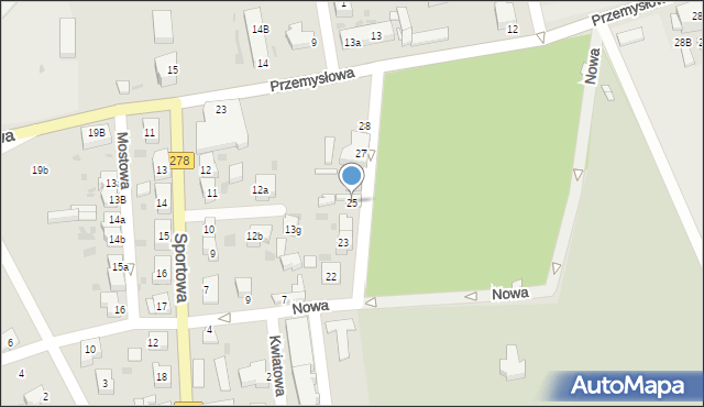 Sulechów, Nowa, 25, mapa Sulechów