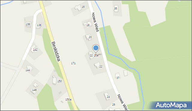 Targanice, Nowa Wieś, 20a, mapa Targanice
