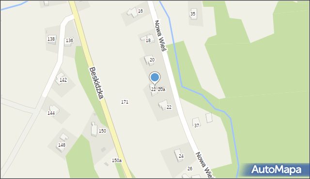 Targanice, Nowa Wieś, 22a, mapa Targanice