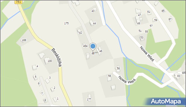 Targanice, Nowa Wieś, 48, mapa Targanice