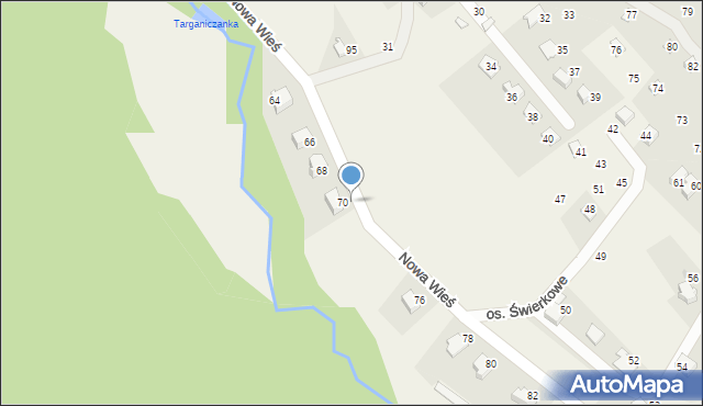 Targanice, Nowa Wieś, 74, mapa Targanice