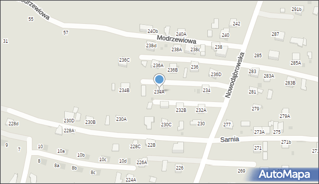Tarnów, Nowodąbrowska, 234A, mapa Tarnów