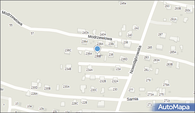 Tarnów, Nowodąbrowska, 236B, mapa Tarnów