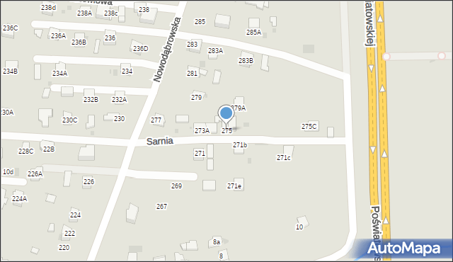 Tarnów, Nowodąbrowska, 275, mapa Tarnów