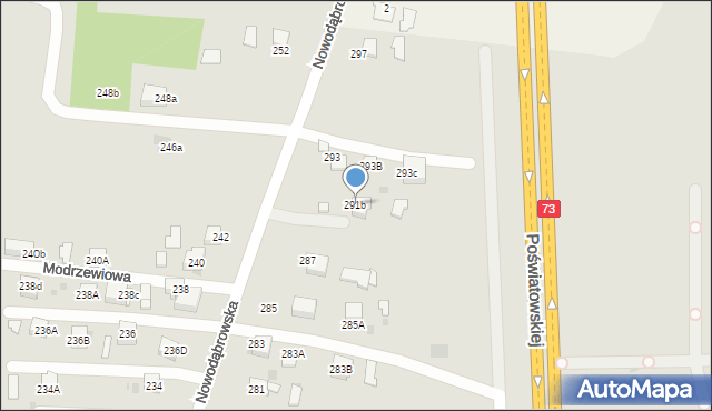 Tarnów, Nowodąbrowska, 291b, mapa Tarnów