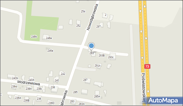 Tarnów, Nowodąbrowska, 293, mapa Tarnów