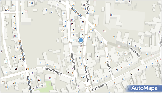 Tarnów, Nowy Świat, 12, mapa Tarnów