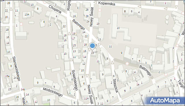 Tarnów, Nowy Świat, 13, mapa Tarnów