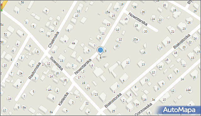 Toruń, Nowotarska, 6, mapa Torunia