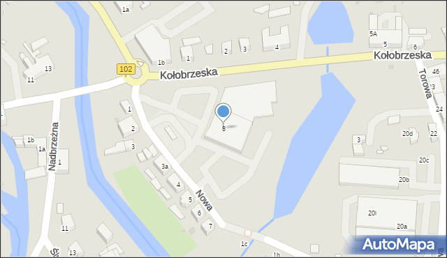 Trzebiatów, Nowa, 8, mapa Trzebiatów