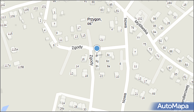 Tychy, Nowa, 8f, mapa Tychów