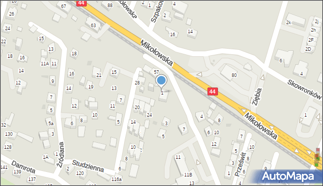 Tychy, Nowokościelna, 1, mapa Tychów