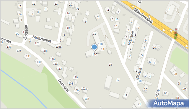 Tychy, Nowokościelna, 11C, mapa Tychów