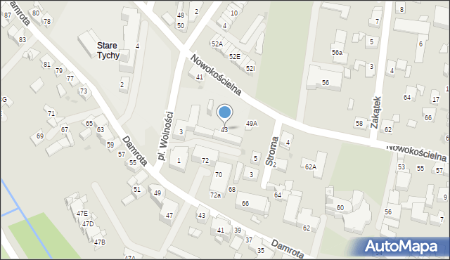 Tychy, Nowokościelna, 43, mapa Tychów