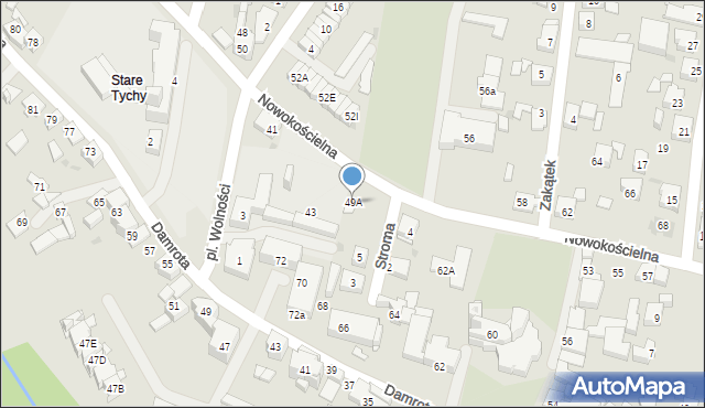 Tychy, Nowokościelna, 49A, mapa Tychów