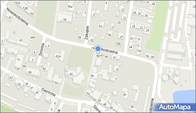 Tychy, Nowokościelna, 53, mapa Tychów