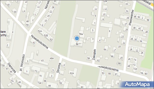Tychy, Nowokościelna, 56, mapa Tychów
