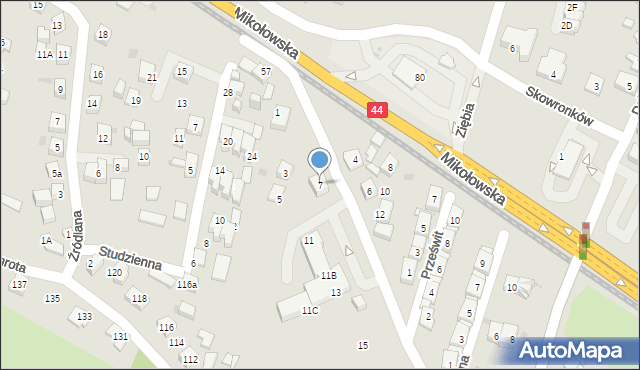 Tychy, Nowokościelna, 7, mapa Tychów