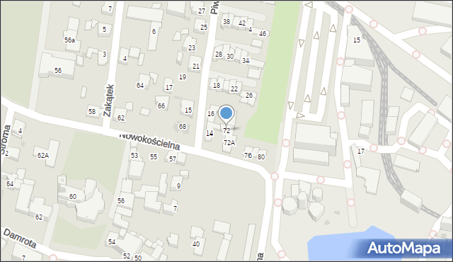 Tychy, Nowokościelna, 72, mapa Tychów