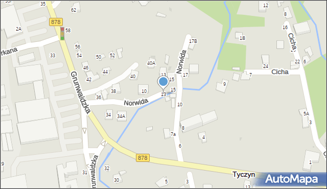 Tyczyn, Norwida Cypriana Kamila, 13, mapa Tyczyn