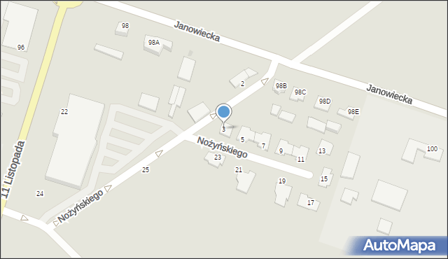 Wągrowiec, Nożyńskiego Tadeusza, 3, mapa Wągrowiec