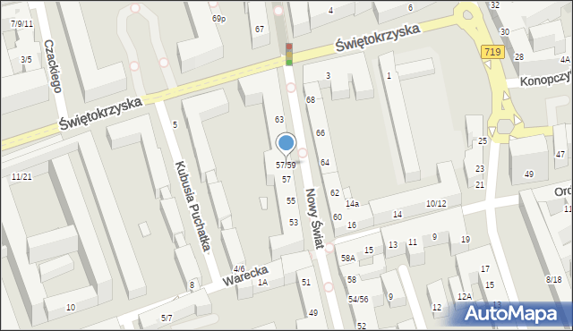 Warszawa, Nowy Świat, 57/59, mapa Warszawy