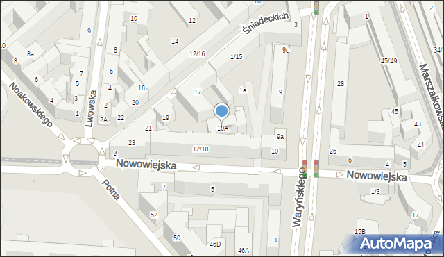 Warszawa, Nowowiejska, 10A, mapa Warszawy