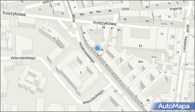Warszawa, Noakowskiego Stanisława, 20, mapa Warszawy