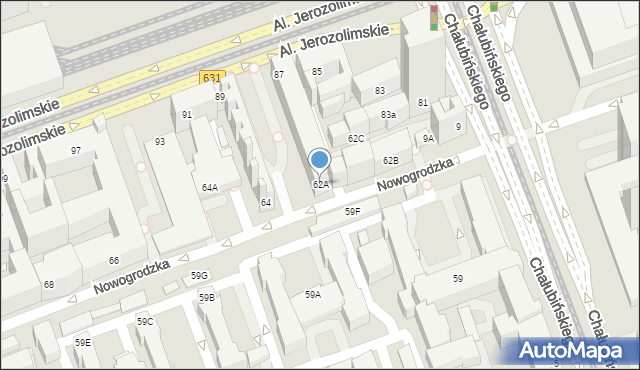Warszawa, Nowogrodzka, 62A, mapa Warszawy