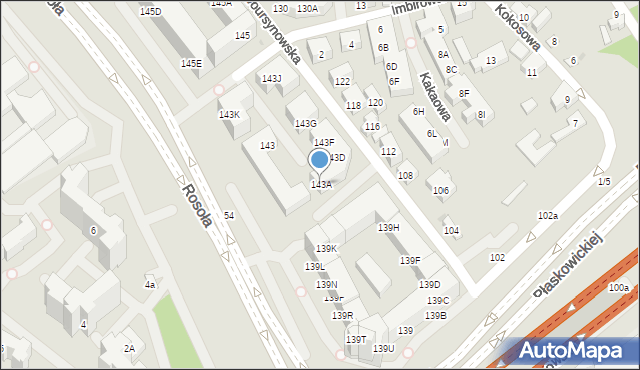 Warszawa, Nowoursynowska, 143A, mapa Warszawy