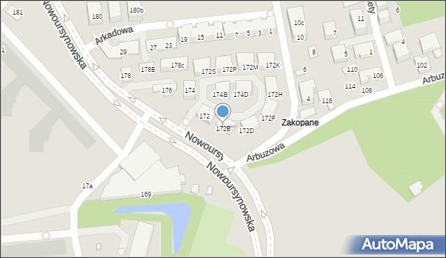 Warszawa, Nowoursynowska, 172B, mapa Warszawy