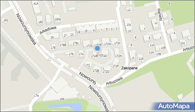 Warszawa, Nowoursynowska, 174C, mapa Warszawy