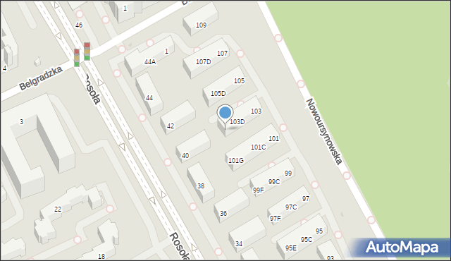 Warszawa, Nowoursynowska, 103F, mapa Warszawy