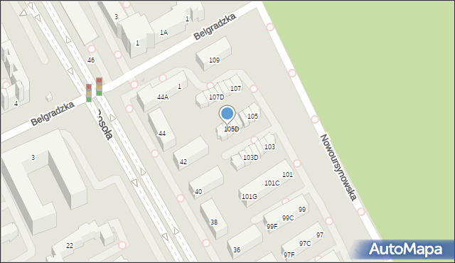 Warszawa, Nowoursynowska, 105E, mapa Warszawy